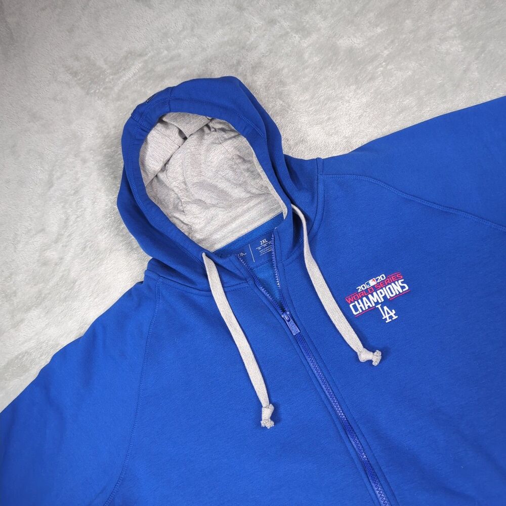 Antigua LA Dodgers 2020 World Series Champions Zip Hoodie Mens 2XL Blue MLB Rare